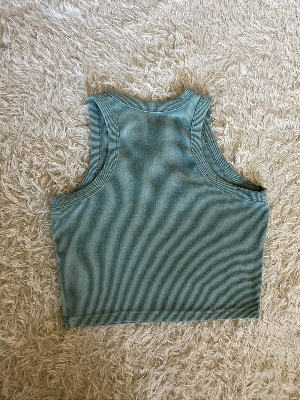 Sleeveless Ribbed Crop Tank - Sage Green - Picture 2 of 2